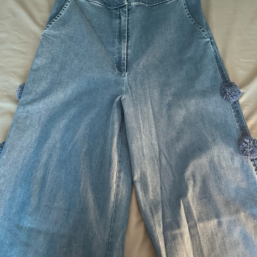 Hope for Flowers by Tracy Reese Wide-Leg Jeans with Pom-Pom Details - Picture 5 of 6